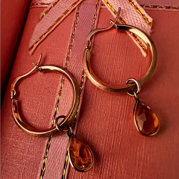 14K Michael Anthony Hoop Earrings / Gold Citrine Jackets - Picture 11 of 16